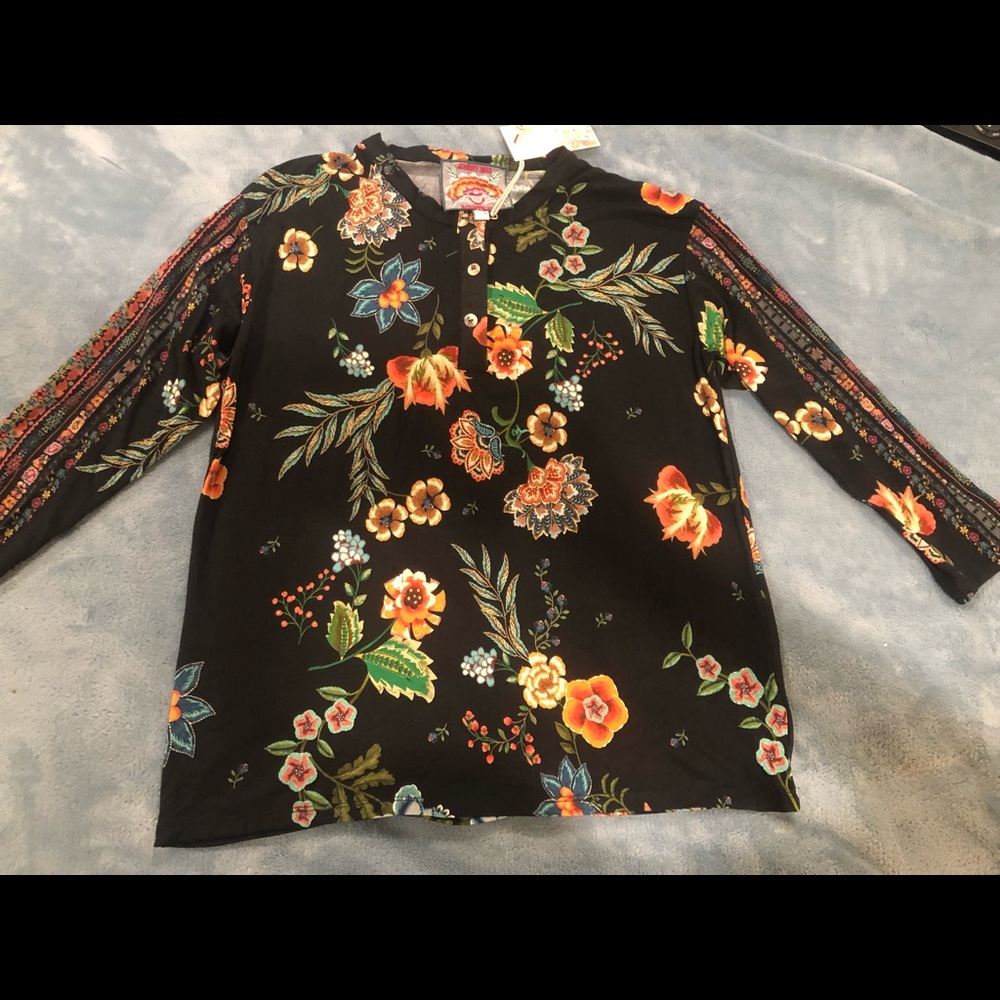 Johnny Was 3/4 sleeve Henley NWT XS